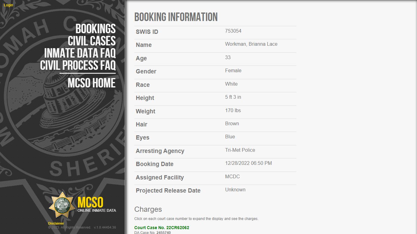 Booking - Multnomah County Sheriff's Office